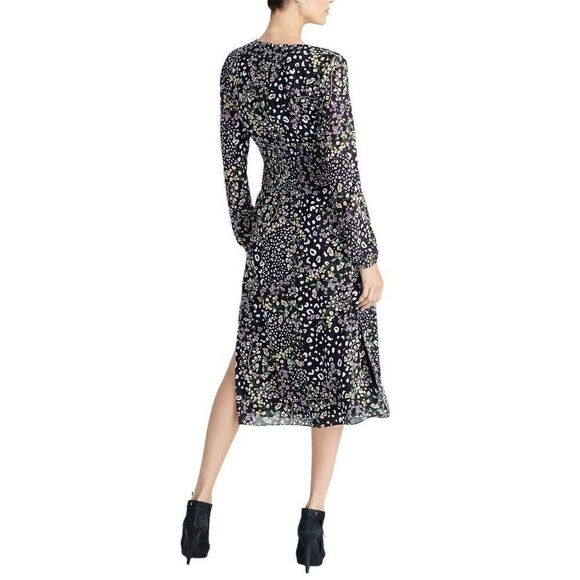 Rachel Roy $148 Mixed-Print Surplice Midi Dress 0 - Picture 2 of 6